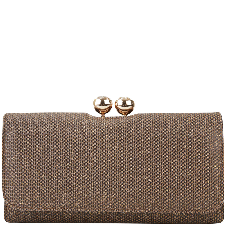 Ted Baker Women s Rorli Metallic Weave TB Matinee Leather Purse Bronze