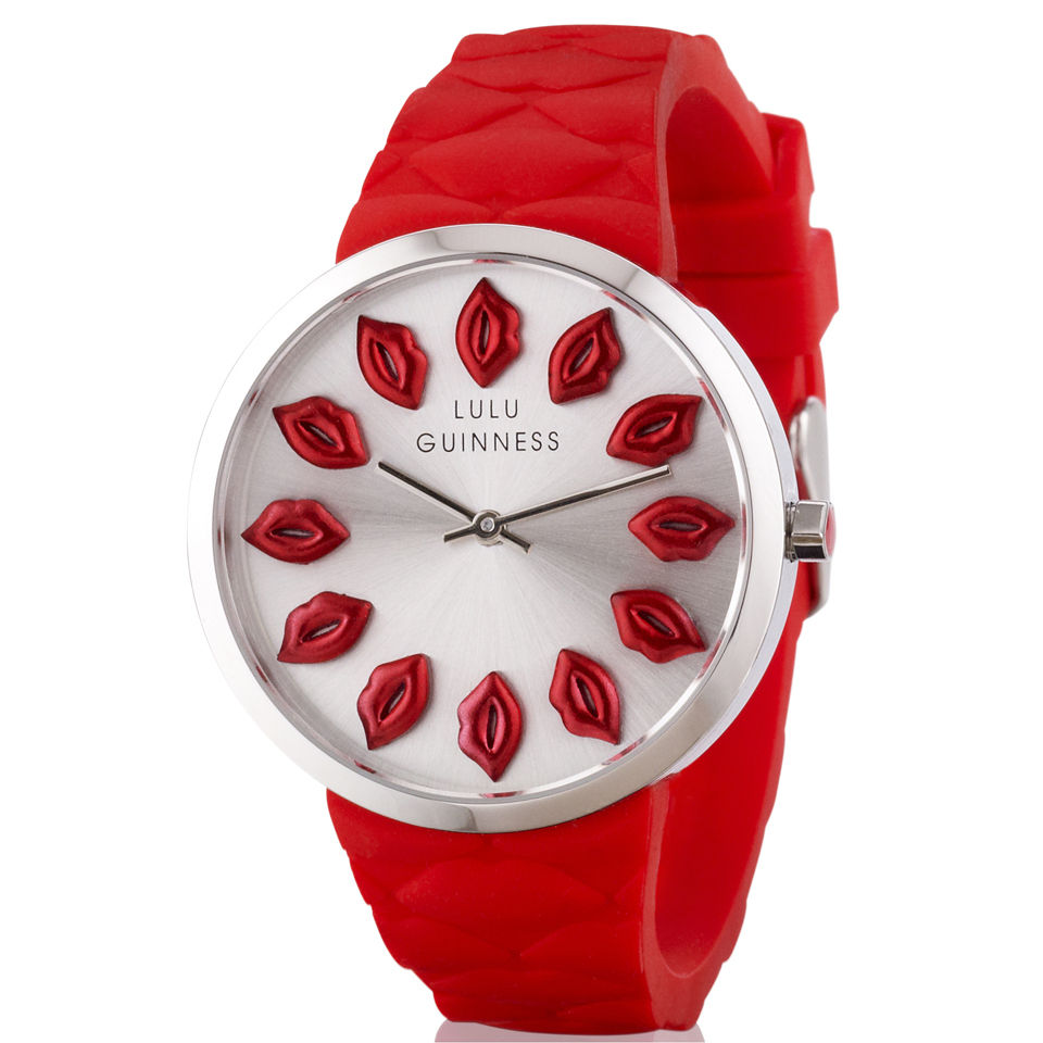 Lulu Guinness Mischief Quilted Lips Watch Red