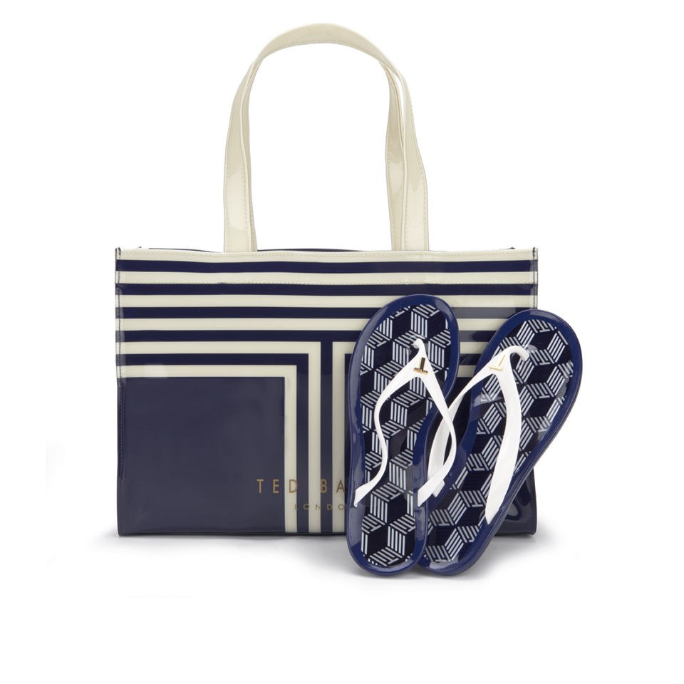 Ted Baker Tebag Tote Bag and Flip Flop Set Navy