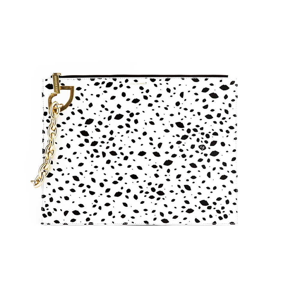 Lulu Guinness Spot Hug and Hold Chain Wristlet Leather Clutch Bag - Black/White