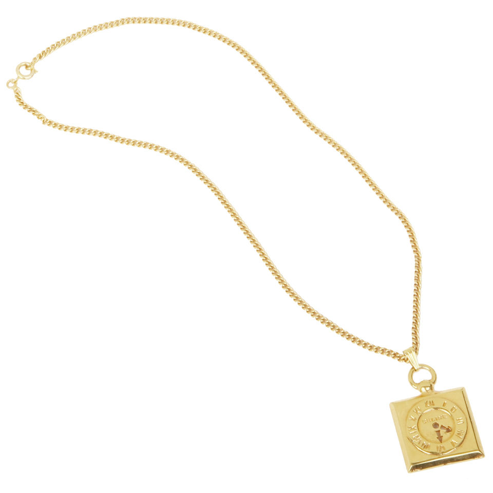 Susan Caplan Celine Gold Plated Chain Necklace Square Clock Pendant