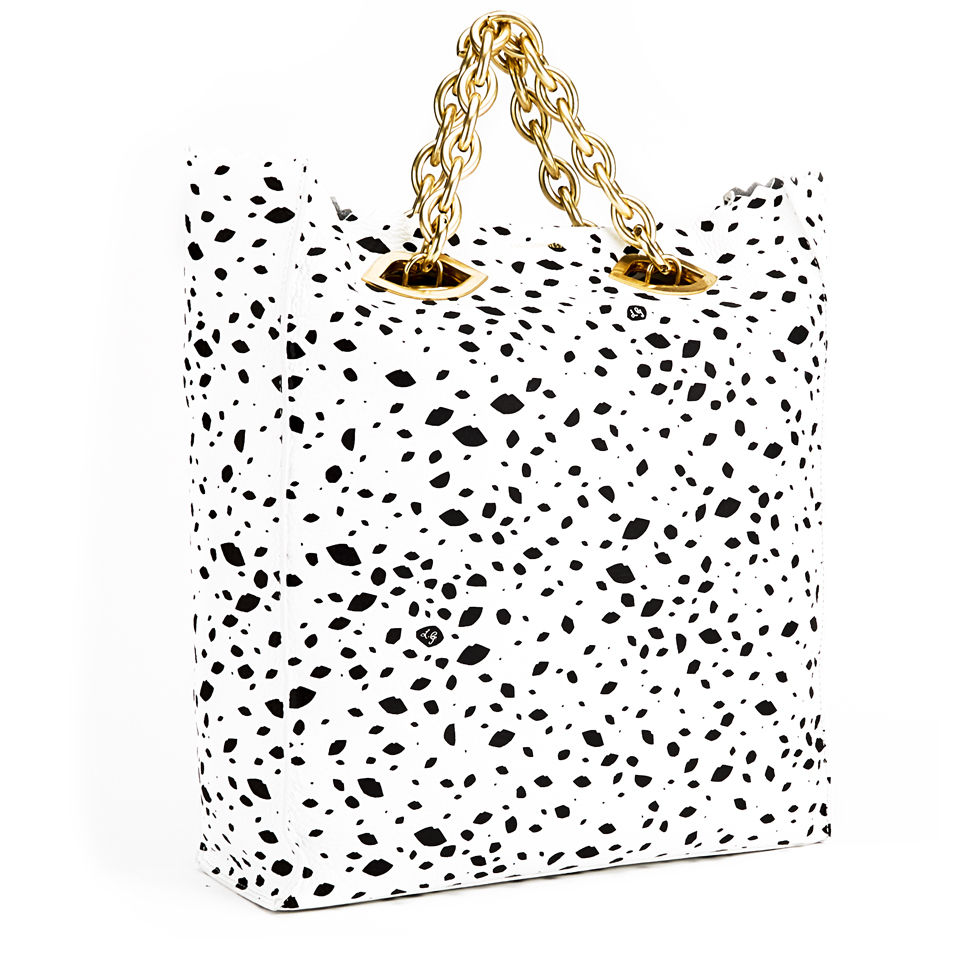 Lulu Guinness Hug and Hold Spot Candy Leather Tote Bag - Black/White