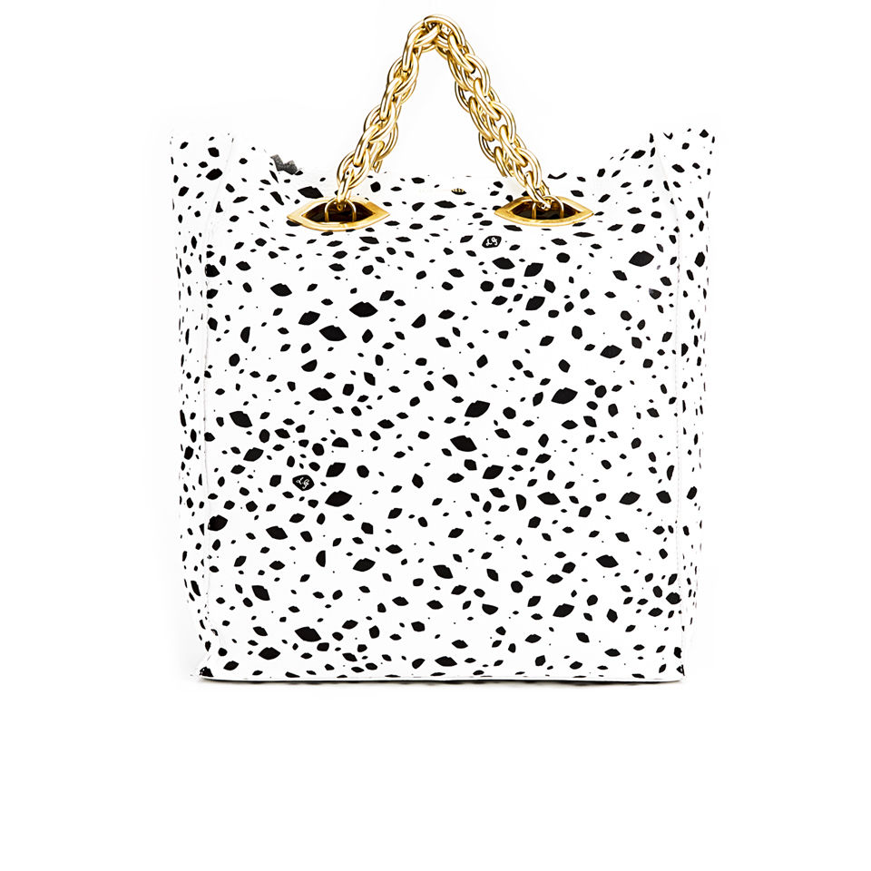 Lulu Guinness Hug and Hold Spot Candy Leather Tote Bag - Black/White