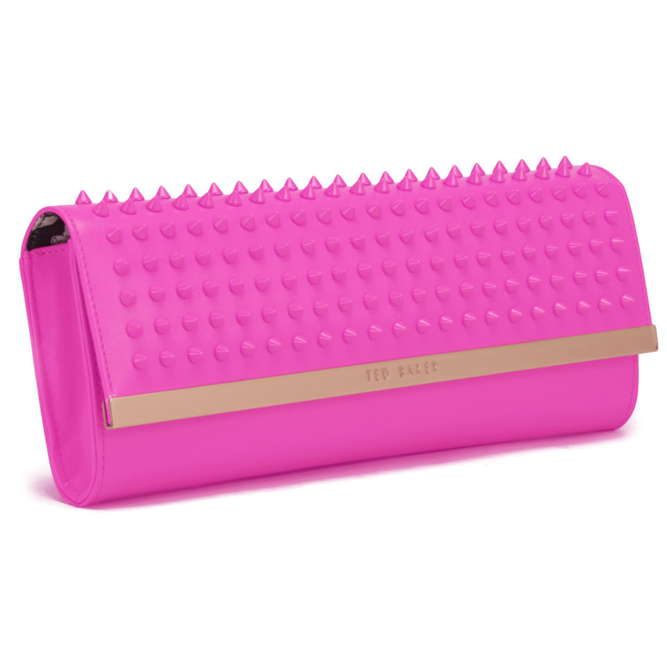 Ted Baker Studded Metal Bar Clutch Bag - Bright Pink
