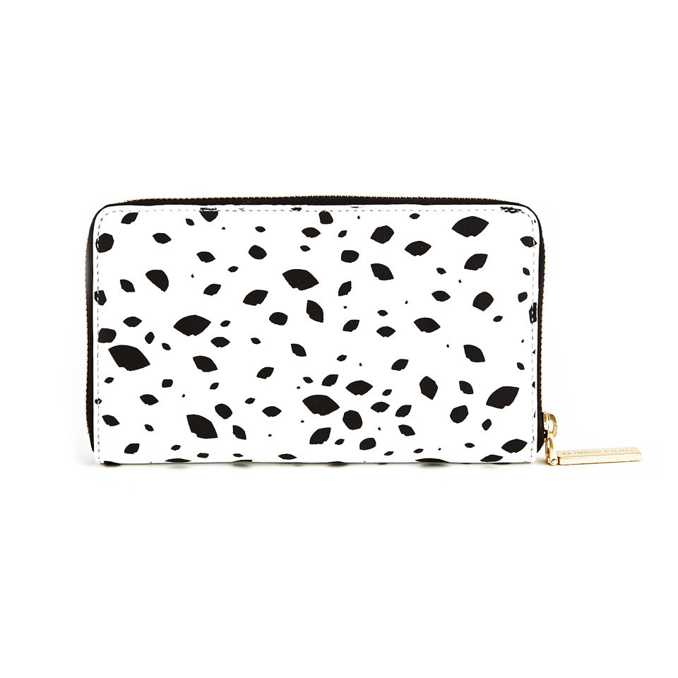 Lulu Guinness Cut Out Spot Leather Continental Zip Around Purse - Black/White
