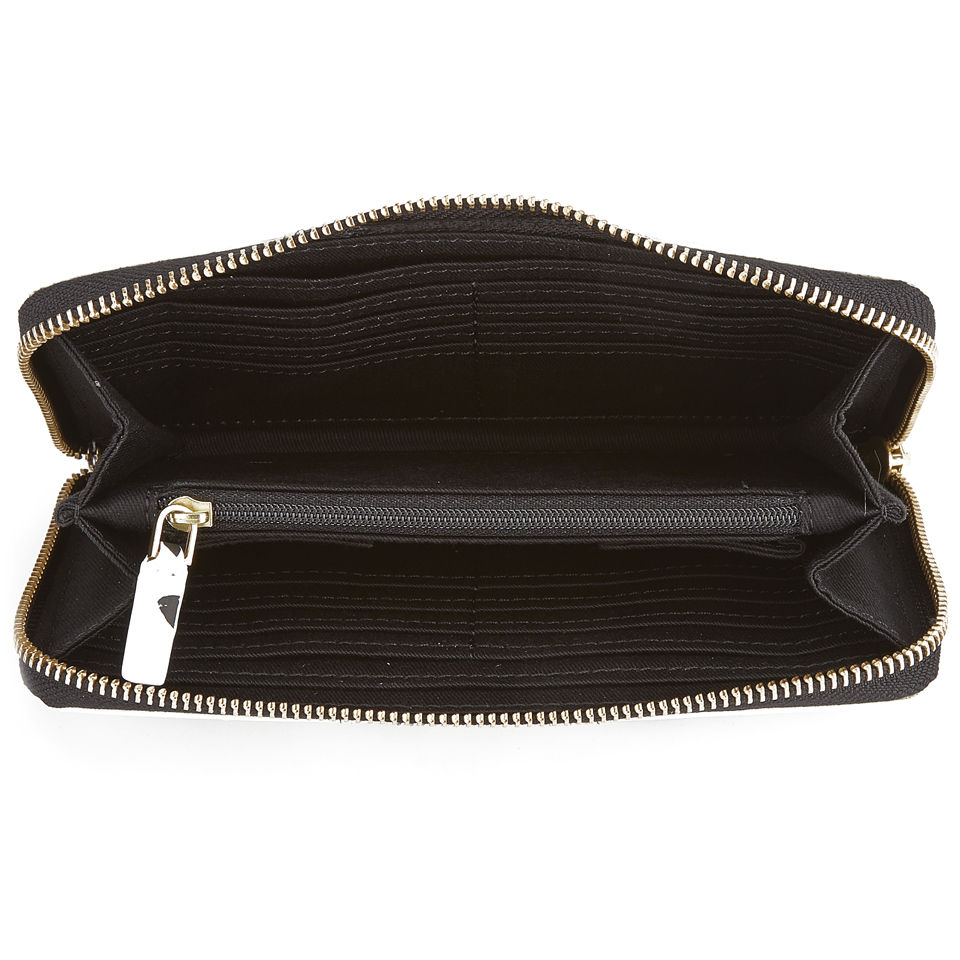 Lulu Guinness Cut Out Spot Leather Continental Zip Around Purse - Black/White