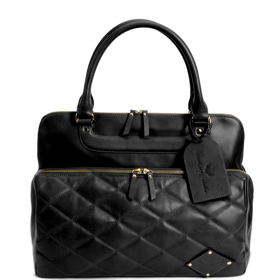 Penelope and Parker Lizi Quilted Leather Laptop Bag - Black