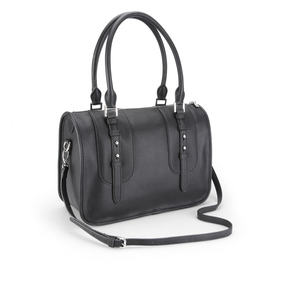French Connection Women's Clarissa Vintage PU Two Strap Bowling Bag - Black