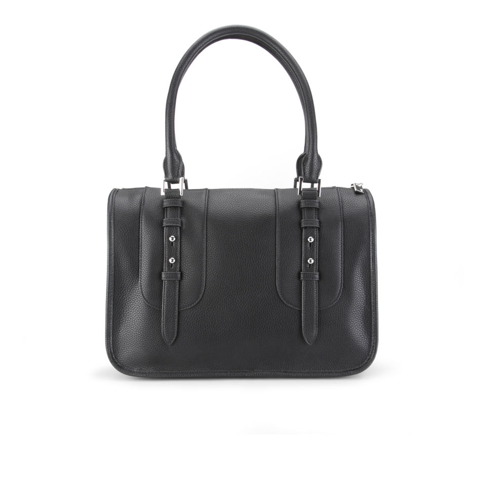 French Connection Women's Clarissa Vintage PU Two Strap Bowling Bag - Black