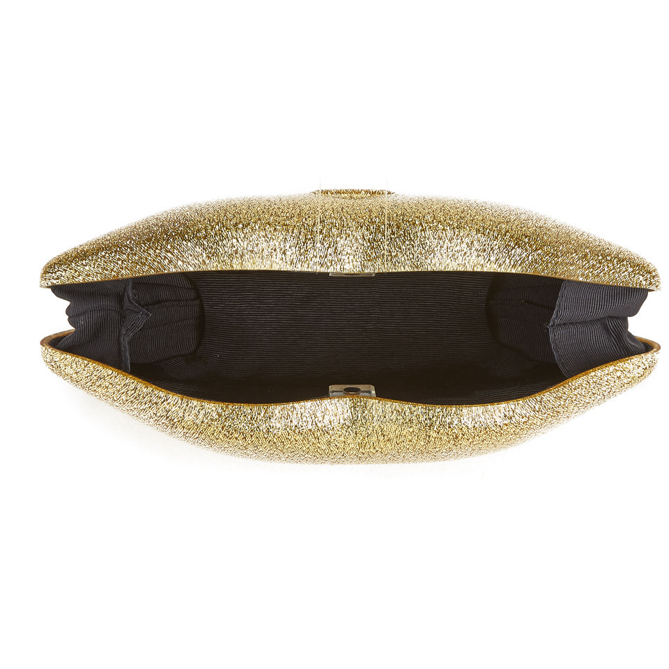 Lulu Guinness Women's Perspex Lips Clutch Bag - Gold Glitter