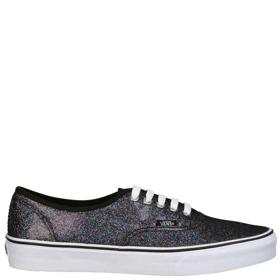 Vans Authentic Iridescent Glitter Trainers Black True White Allsole
