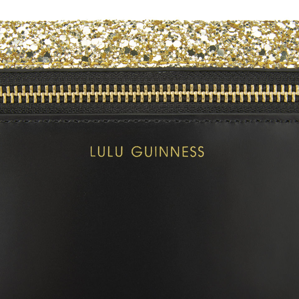 Lulu Guinness Glitter Naomi Clutch Bag - Black/Gold