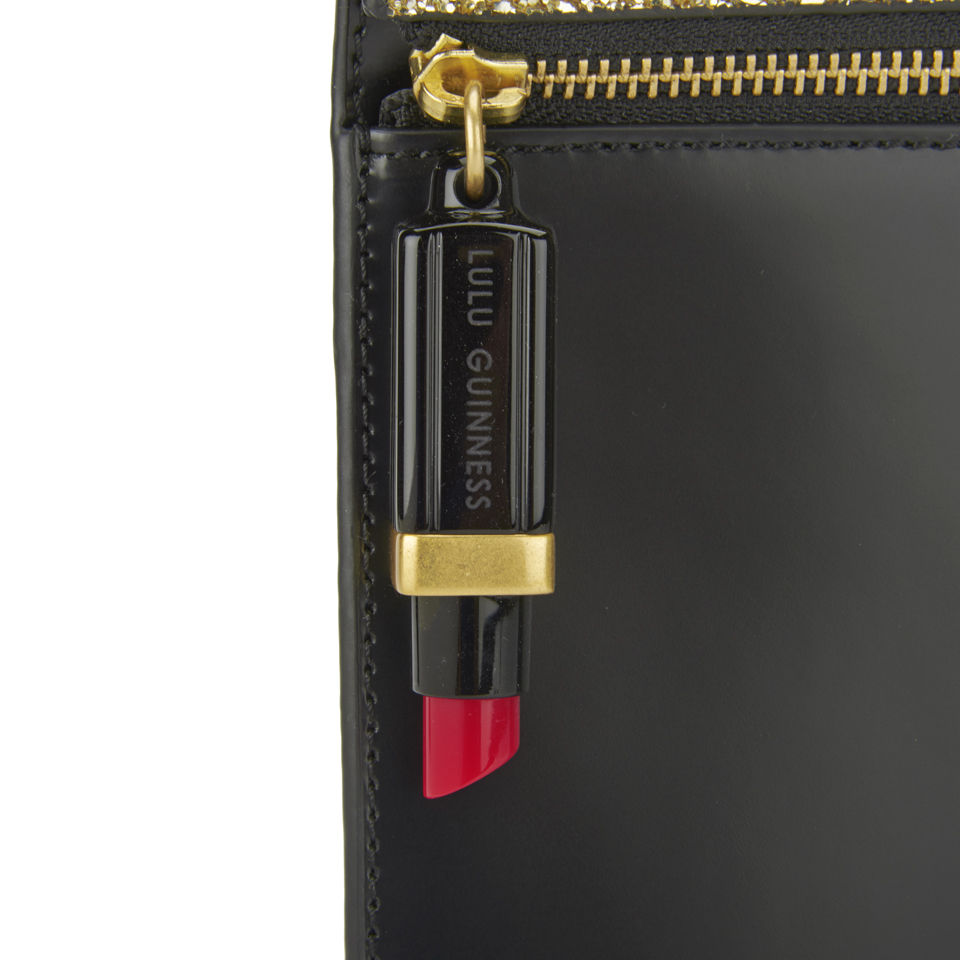 Lulu Guinness Glitter Naomi Clutch Bag - Black/Gold