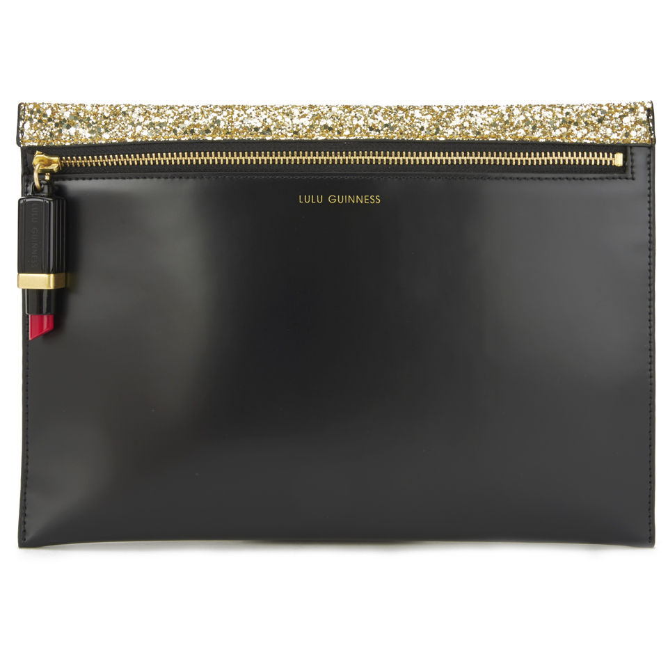 Lulu Guinness Glitter Naomi Clutch Bag - Black/Gold