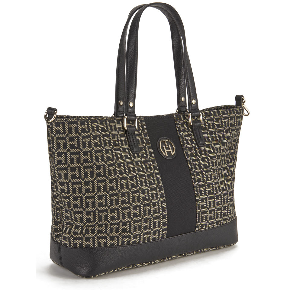 Tommy Hilfiger Women's Woven Print Vanessa Tote Bag - Black