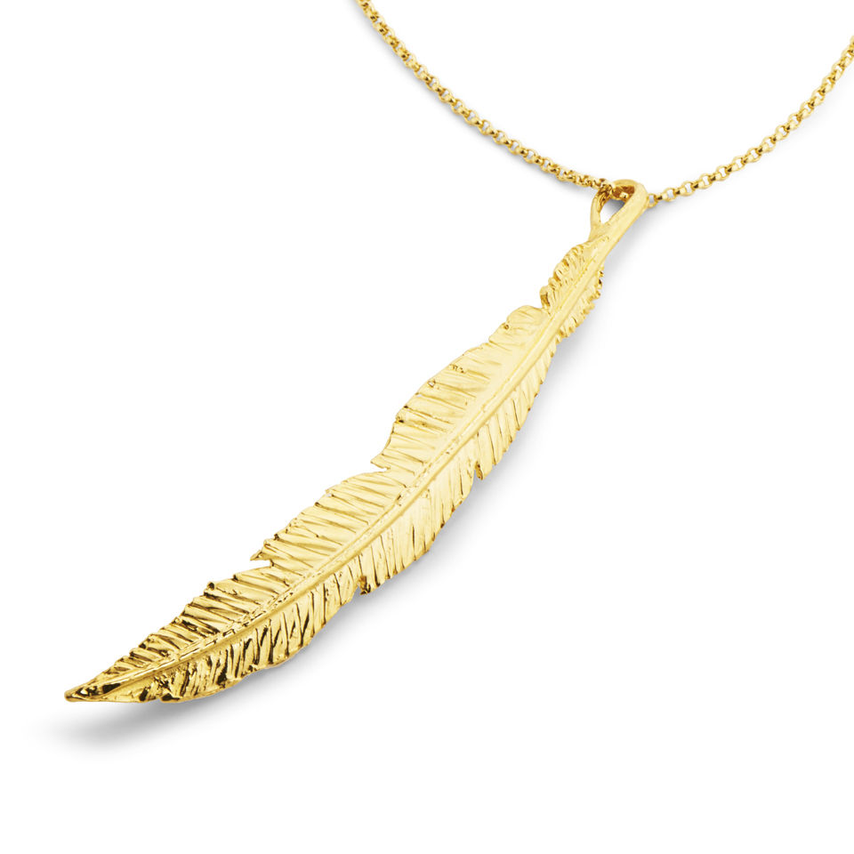 Daisy Knights Large Feather Necklace Gold
