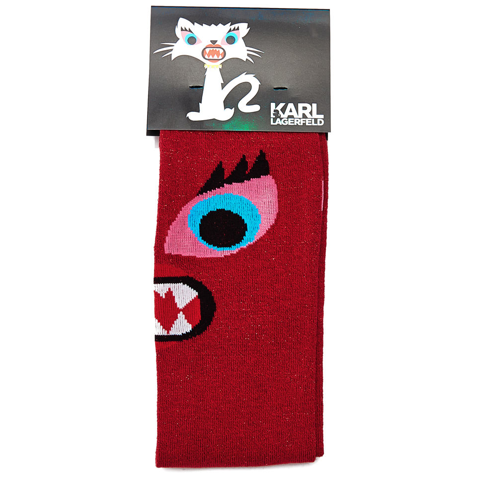 Karl Lagerfeld Women's Monster Mouth Socks - Red