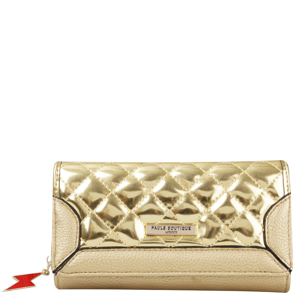 Paul's Boutique Lizzie Solid Quilted Purse - Nude/Gold