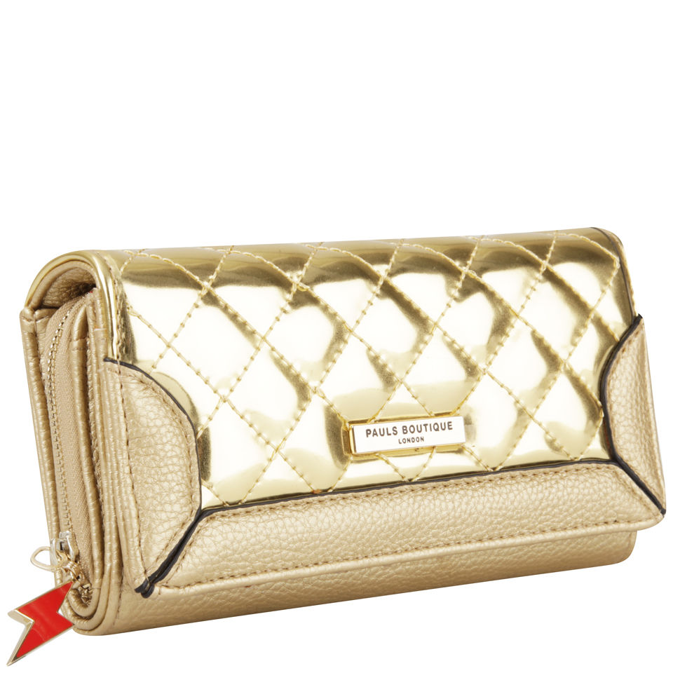 Paul's Boutique Lizzie Solid Quilted Purse - Nude/Gold