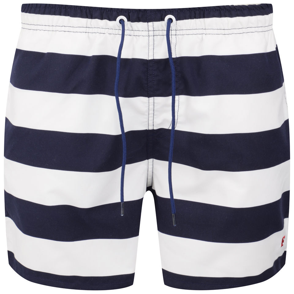 French Connection Men's Caleb Bold Stripe Swim Shorts - Eclipse/Milk