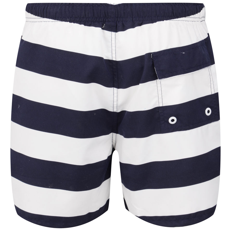 French Connection Men's Caleb Bold Stripe Swim Shorts - Eclipse/Milk