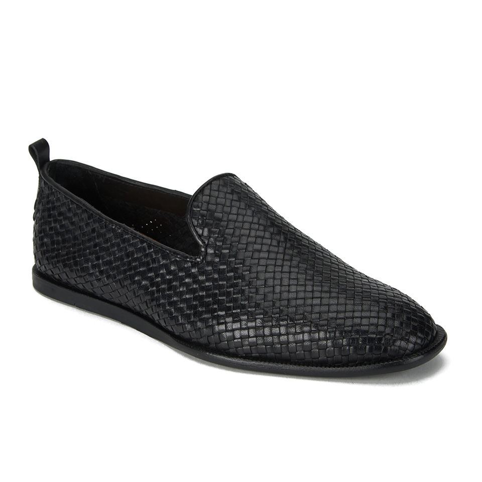 Hudson London Men s Ipanema Weave Slip on Leather Shoes Black