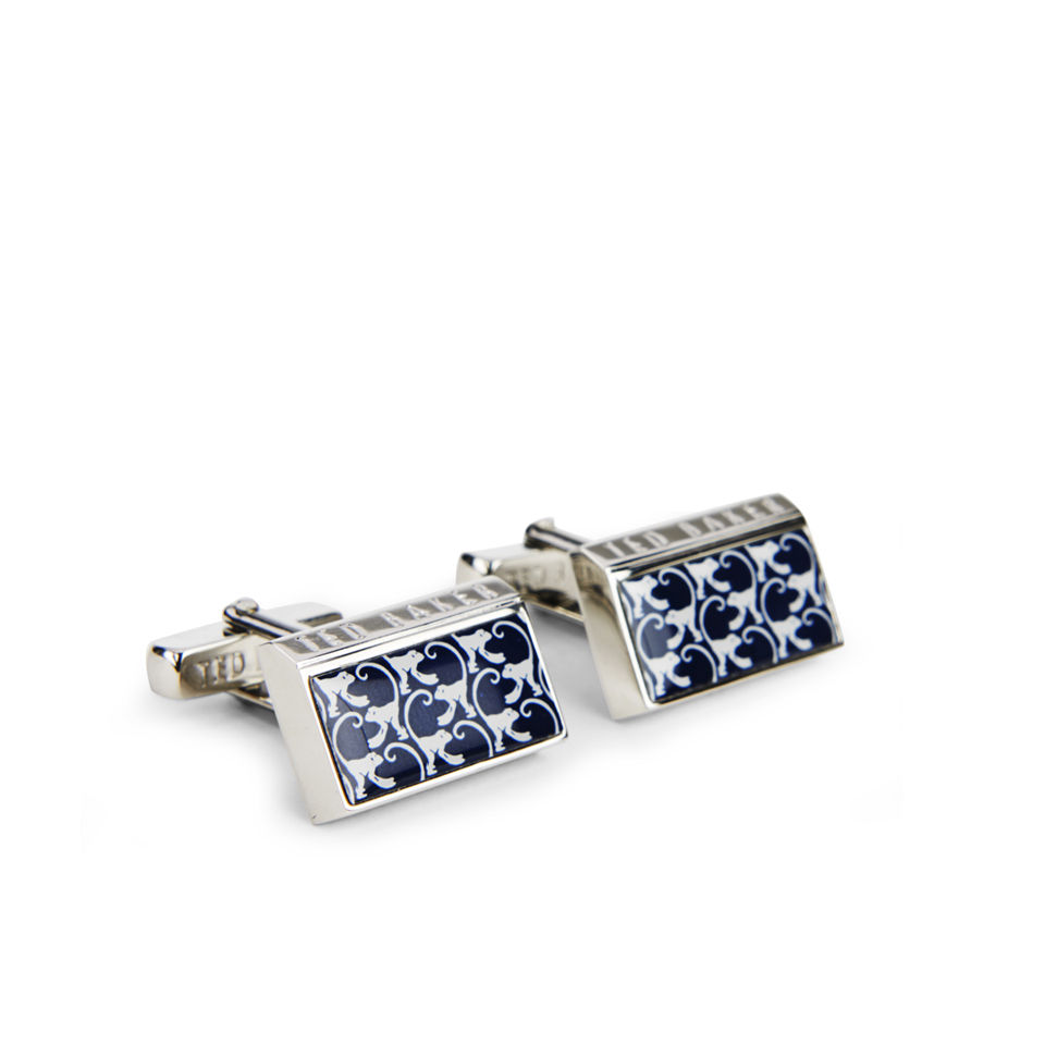 Ted Baker Moncuf Monkey Print Insert Cufflinks - Blue