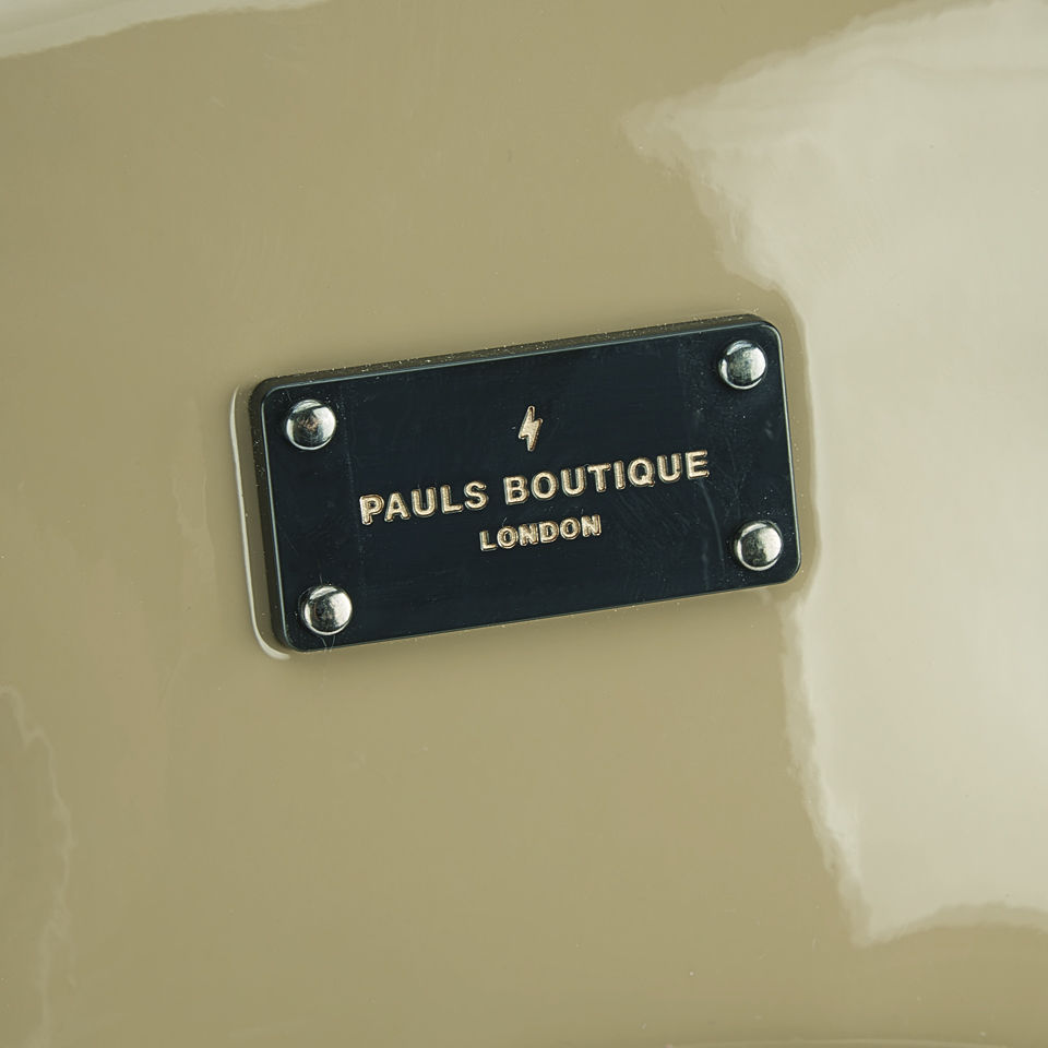 Paul's Boutique Women's Meg Structured Patent Bowler Bag - Mink with Coral