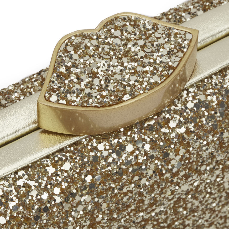 Lulu Guinness Glitter Flossie Clutch Bag - Gold