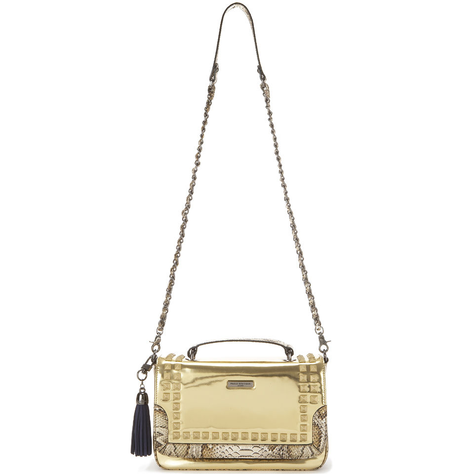 Paul's Boutique Nicole Studded Snake Trim Satchel - Gold