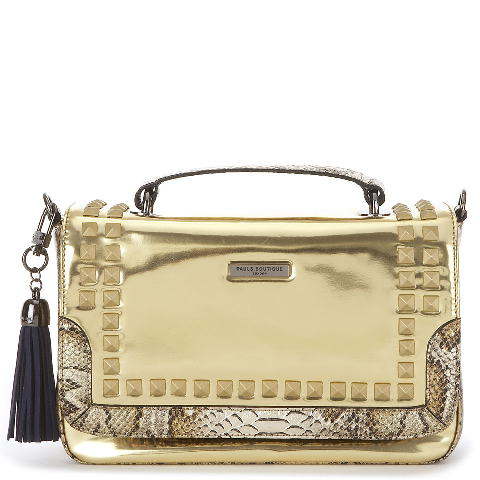 Paul's Boutique Nicole Studded Snake Trim Satchel - Gold