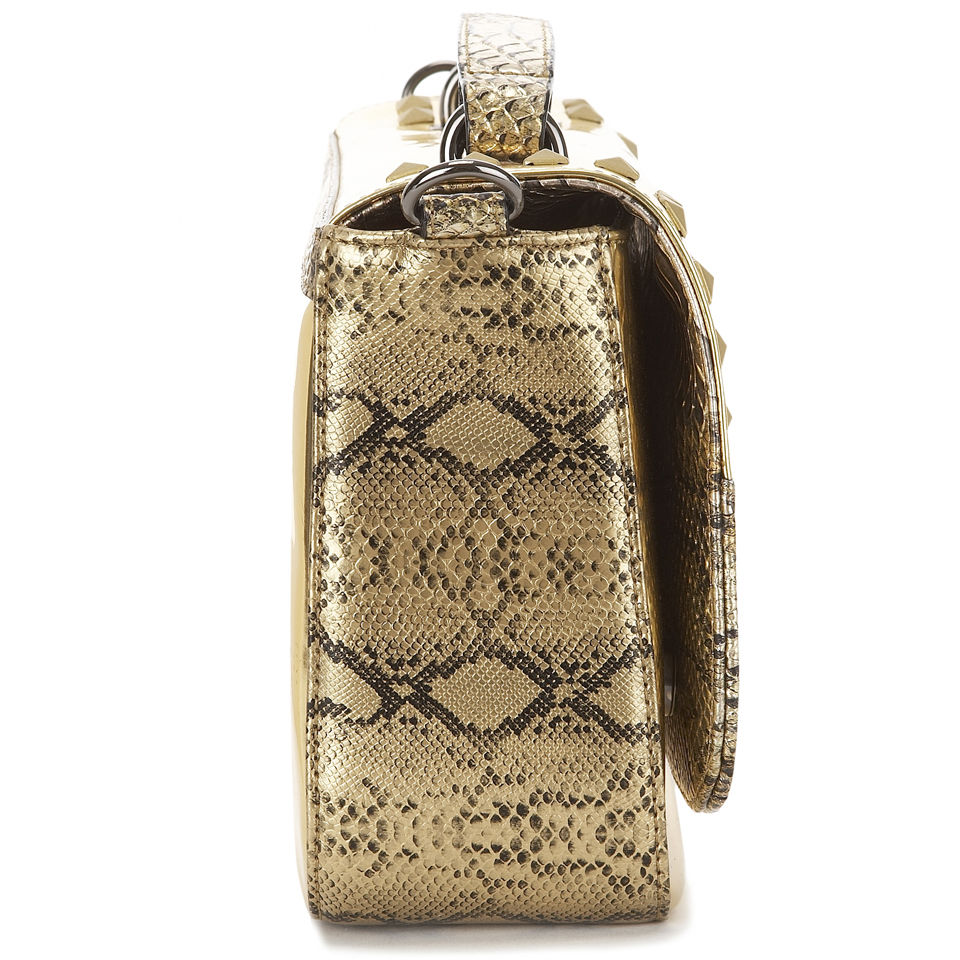 Paul's Boutique Nicole Studded Snake Trim Satchel - Gold