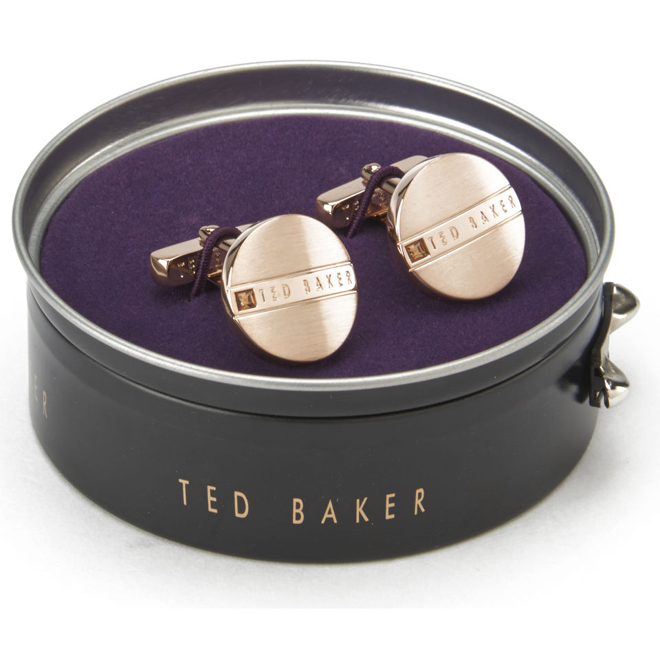 Ted Baker Men's Round Stamped Branded Cufflinks - Rose Gold