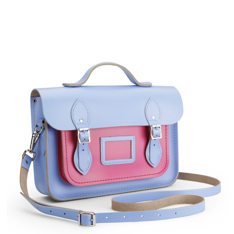 The Cambridge Satchel Company 13 Inch Classic Leather Satchel - Bellflower Blue/Orchid