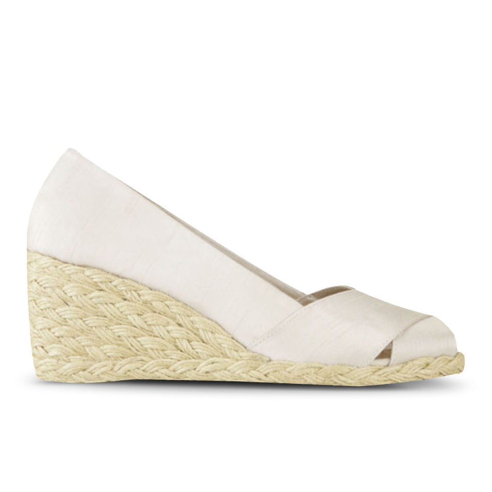 Lauren Ralph Lauren Women s Cecilia Silk Slip on Wedges Buff Allsole
