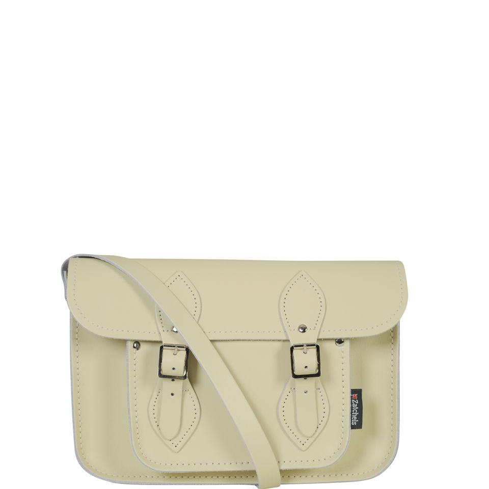 Zatchels 11.5 Inch Pastel Leather Satchel - Cream