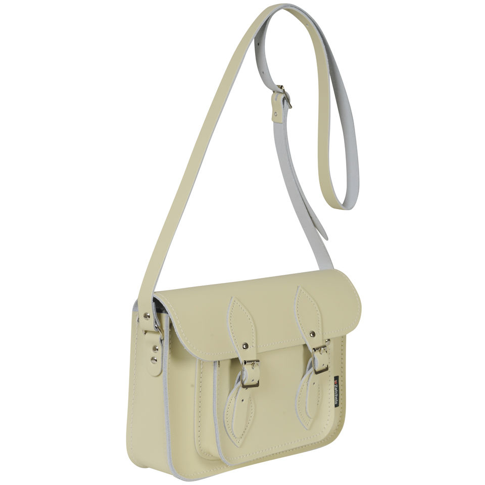 Zatchels 11.5 Inch Pastel Leather Satchel - Cream