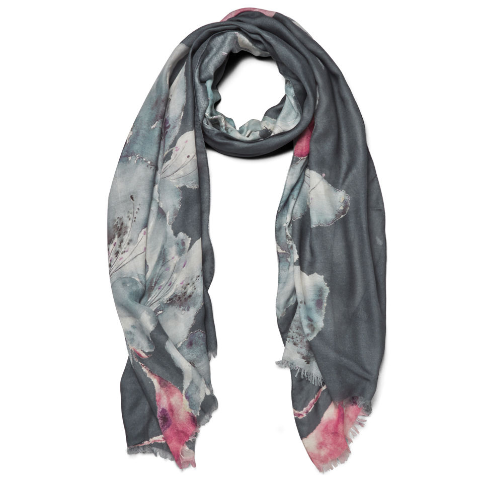 Knutsford Women's Floral Printed Cashmere Blend Scarf - Floral Blue