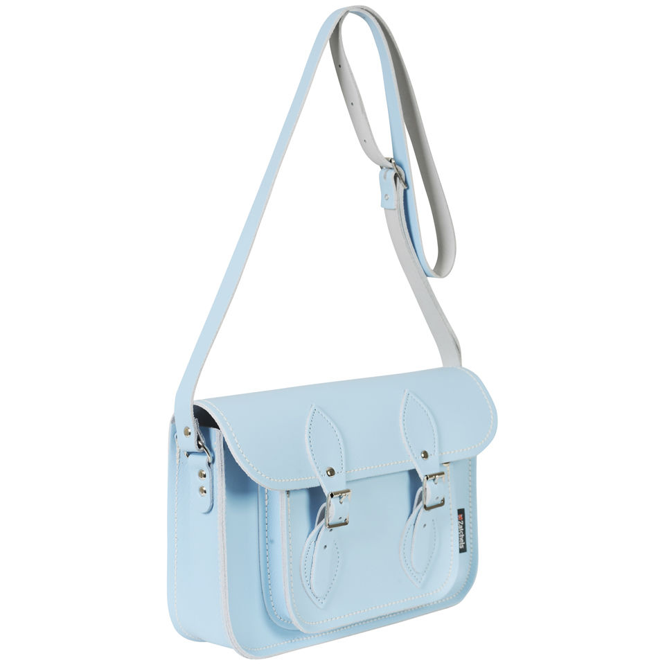 Zatchels 11.5 Inch Pastel Leather Satchel - Baby Blue