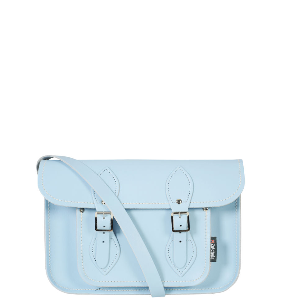 Zatchels 11.5 Inch Pastel Leather Satchel - Baby Blue