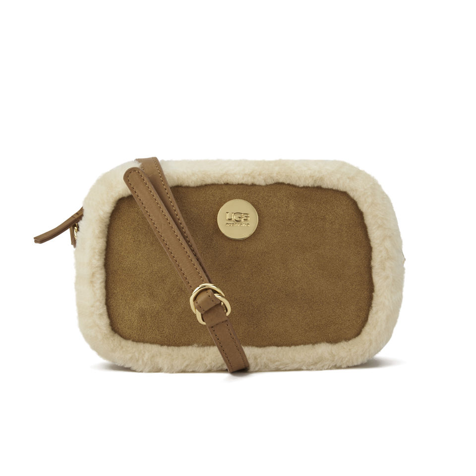 UGG Bailey Small Box Zip Shearling Cross Body Bag Chestnut Coggles
