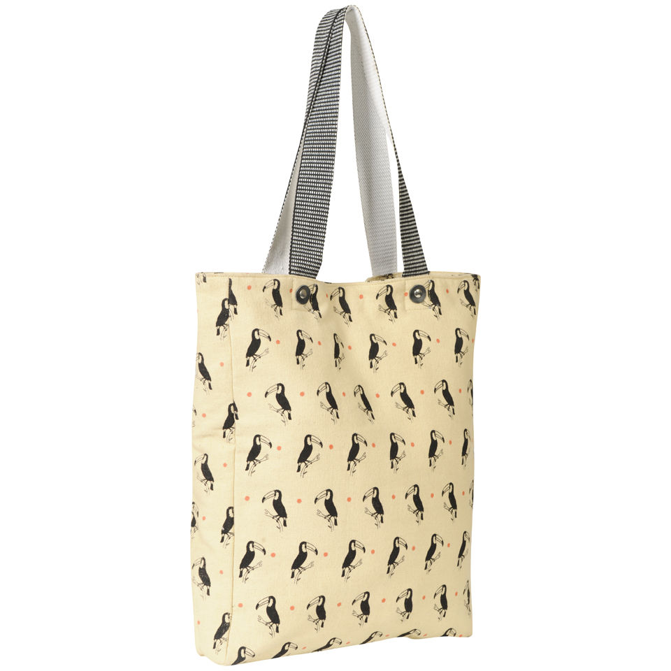 Kate Sheridan Dotty Tucan Print Disk Tote Biscuit