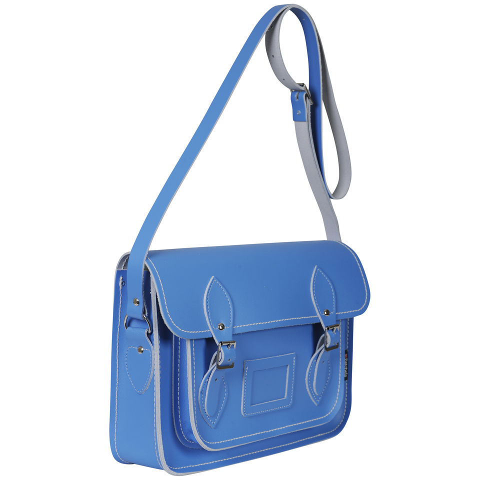 Zatchels 13 Inch Pastel Leather Satchel - Cornflower Blue