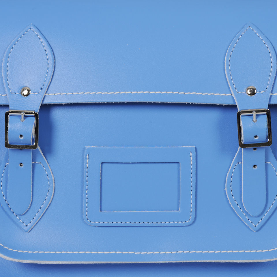 Zatchels 13 Inch Pastel Leather Satchel - Cornflower Blue