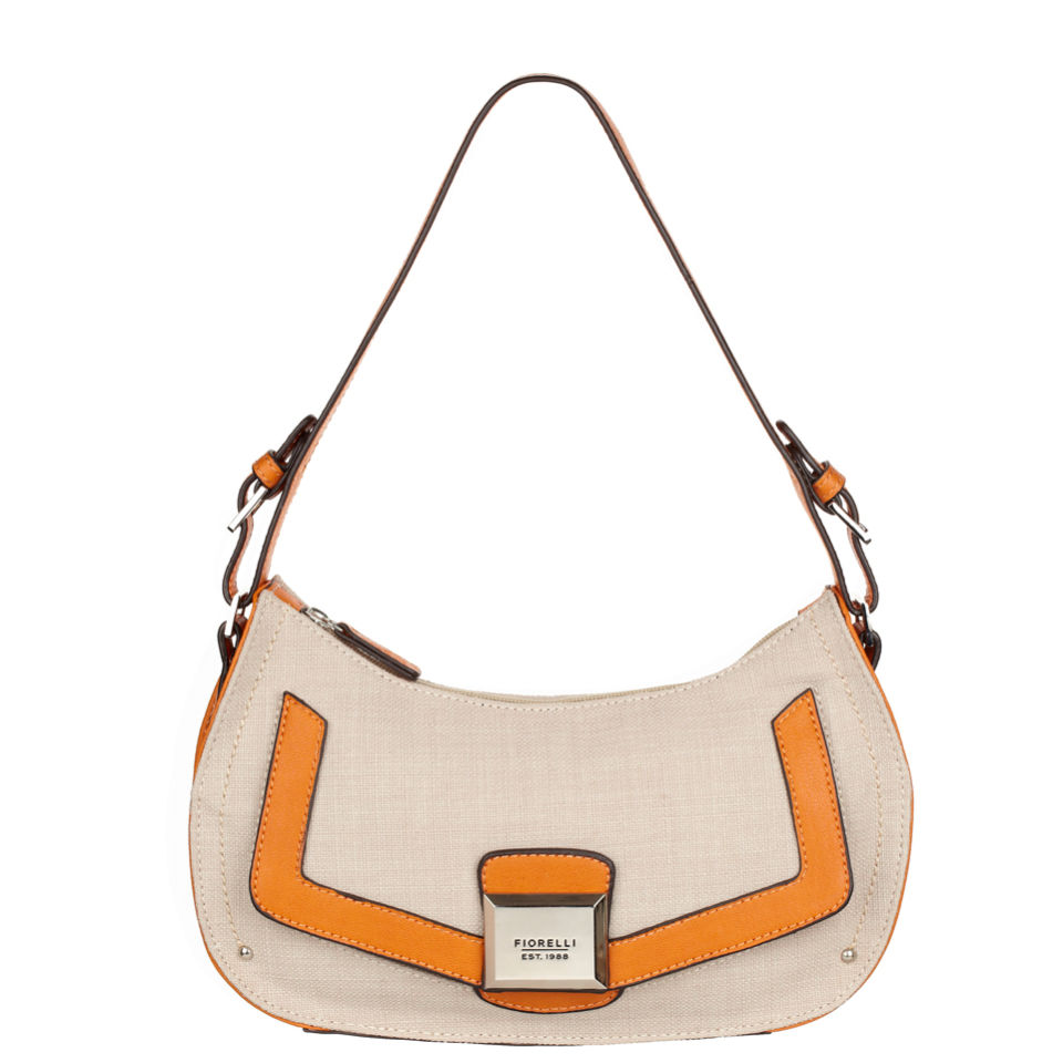 Fiorelli Janine Small Zip Top Shoulder Bag - Orange/Canvas Mix