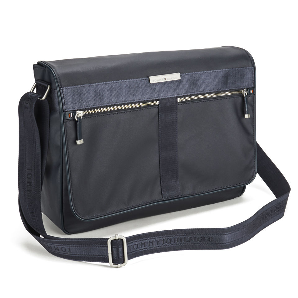 Tommy Hilfiger Men's Coated Canvas Darren Messenger Bag with Flap - Midnight