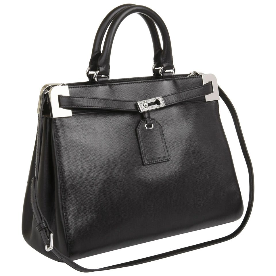 French Connection Air Of Elegance Handheld Leather Tote Bag – Black