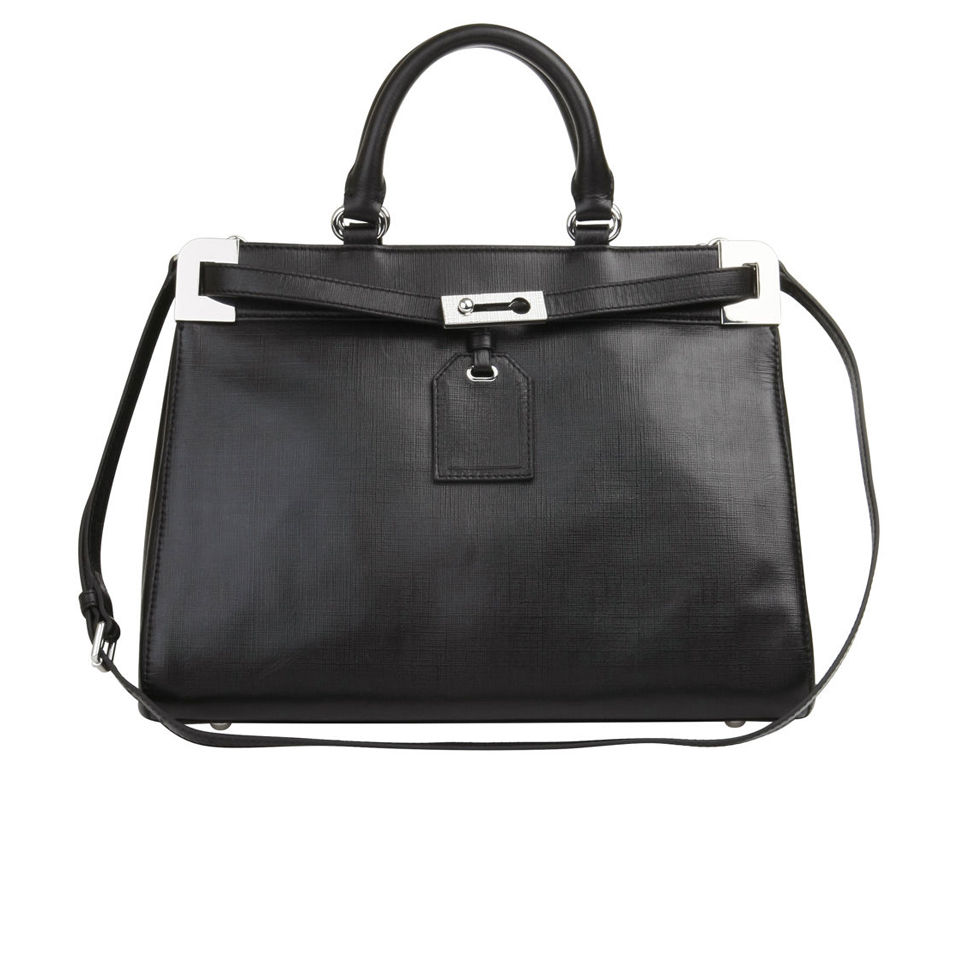 French Connection Air Of Elegance Handheld Leather Tote Bag – Black
