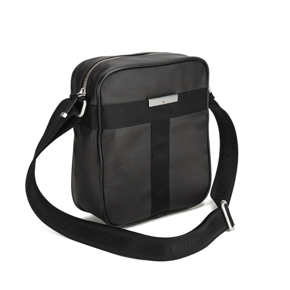 Tommy Hilfiger Men's Coated Canvas Darren Reporter Cross Body Bag - Black