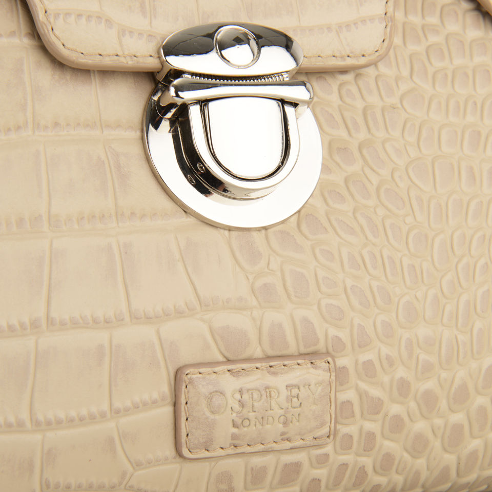 OSPREY LONDON Tango Croc Leather Clutch Bag - Cork